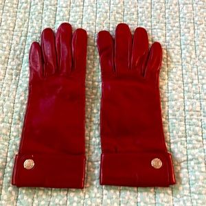 Coach red leather gloves